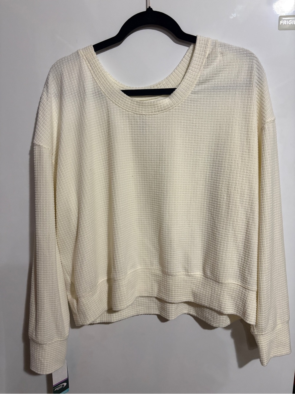 MTA Sport Cream and Black Waffle Knit Top